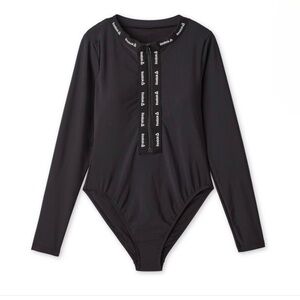 Reebok Black Long-Sleeve One-Piece Swim Suit